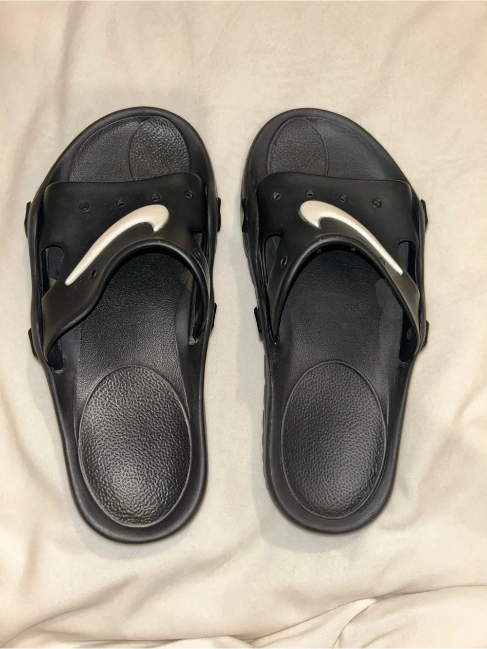 Nike Black Slide Sandals with White Swoosh